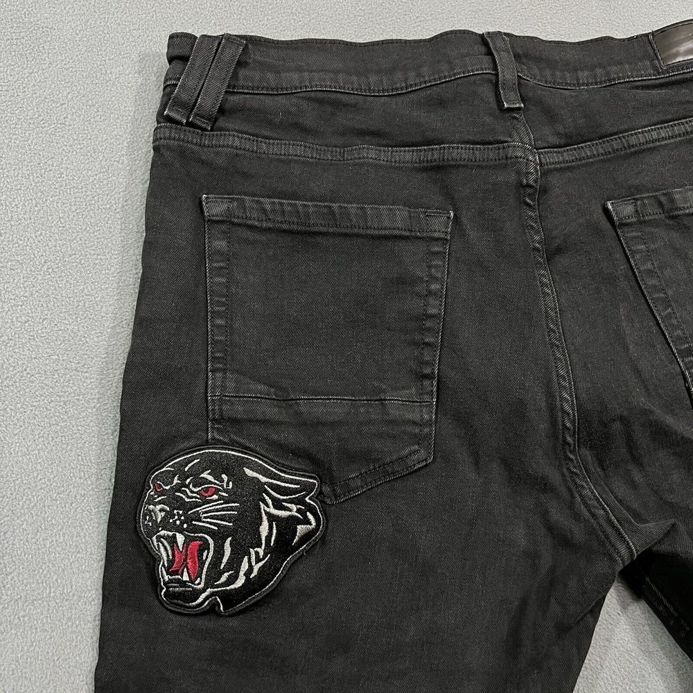 Sean John‎ Jeans Mens 36x34 Black Panther Patches Distressed Y2K Tapered